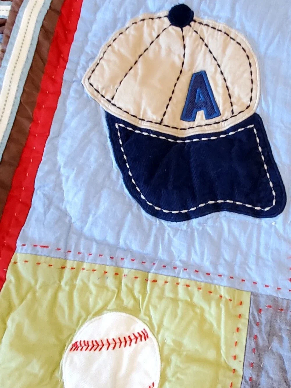 Pottery Barn Kids Varsity Baseball Patchwork Quilted Sham Set Of 4, EUC